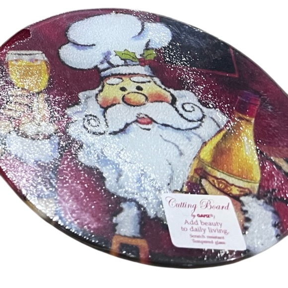 GANZ Other - Ganz Chef Santa Tempered Glass Cutting Board Trivet 8” NWT Christmas